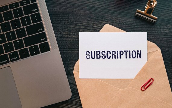 There is word card with the word Subscription. It is as an eye-catching image.