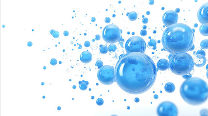 Obraz premium 3d Rendered blue bubbles on solid white background Blue bubbles