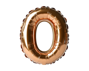 Bronze Letter O Foil Balloon on Transparent Background