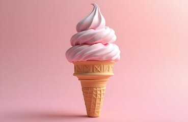A minimalist abstract painting of an ice cream cone soft pastel color palette