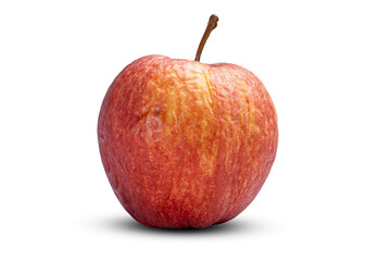 old withered spoiled red apple on white background