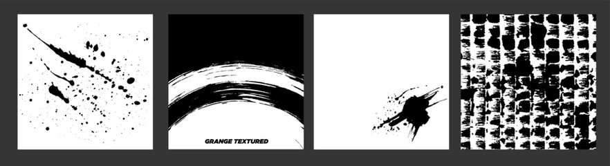 A Set of different backdrop. Handmade Texture Ink for Design and Decoration. Abstract Artistic Brush and stains. Grunge banners with modern texture. Retro background