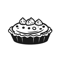 Minimal flat cake icon black and white, AI generative