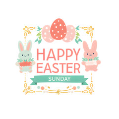 easter card with bunny and eggs