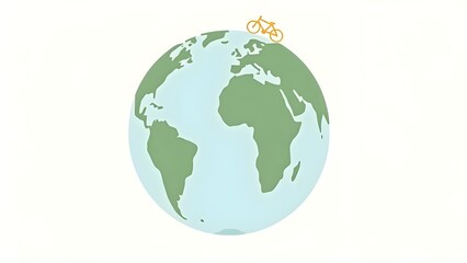 Earth with Bicycle Icon – Eco-Friendly Transportation and Sustainability Design