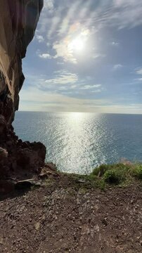sunset over the sea and cliffs