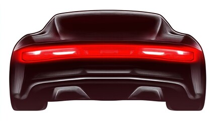 Futuristic Car Rear View with Sleek Design and Illuminated Tail Lights for Automotive and Techn