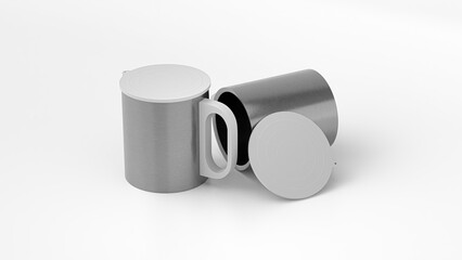 metal mug with white lid