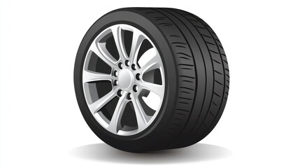 Fototapeta premium HighPerformance Car Wheel with Detailed Tread and Alloy Rim Ideal for Automotive Design and M