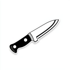 Isolated Kitchen Knife Vector Graphic Silver Blade Black Handle on White