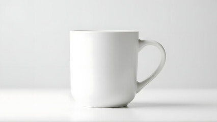 Obraz premium White handleless cup displays perfect cylindrical form on pristine white mockup with light gray backdrop.