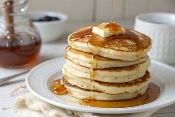 stack of pancakes with syrup
