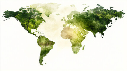 A stylized artistic representation of South America blending its diverse geography and lush vegetation, showcasing the continent&rsquo;s rich natural beauty through a double exposure on an isolated backgrou