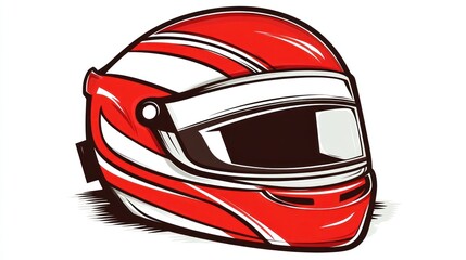 Red and White Racing Helmet with Dynamic Stripes for Sports and Safety Gear Design