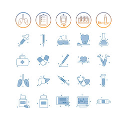 Set of health vector icons with a white background