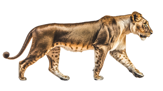 A majestic wild feline in motion showcasing its powerful build and natural grace against a sta