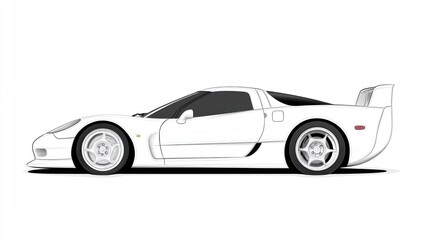 Fototapeta premium White Sports Car Side Profile Illustration