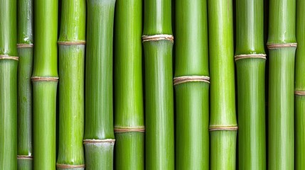 Obraz premium Close-up of vibrant green bamboo stalks arranged in a natural pattern