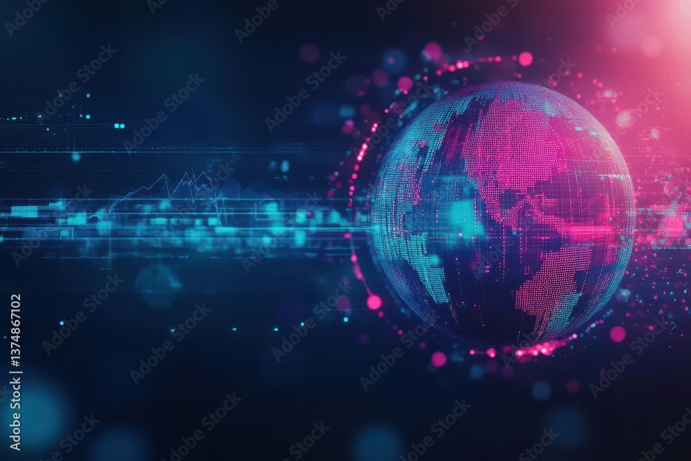 Poster abstract image of the world of finance and investments colorful and bokeh effect online finance and business concept as background image