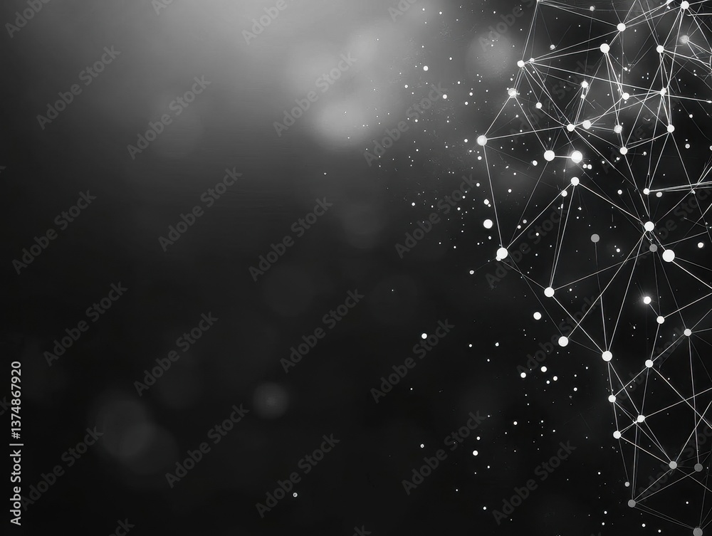 Poster Abstract polygonal space low poly dark background with connecting dots and lines Connection structure