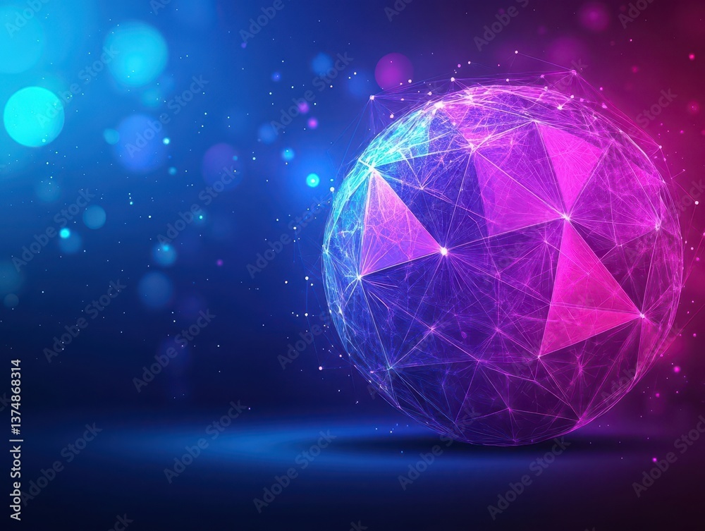 Poster Abstract sphere background with plexus effect 3D surface Vector illustration