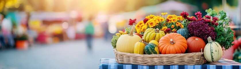 autumn farmers market sunset pumpkins gourds vegetables harvest festival