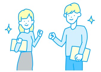 笑顔の大学生の男女