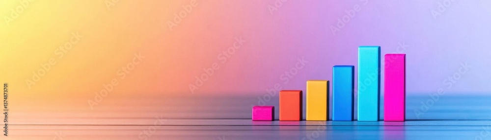Aufkleber Bar chart showing increasing growth trends in business metrics against a soft gradient background during daylight