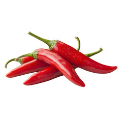 Red Chili peppers isolated on transparent background