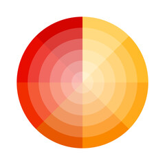 Fototapeta premium Red orange gradient. Abstract round shape. Geometric radial design. Vector illustration.