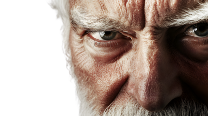 Closeup portrait of a senior mans intense gaze