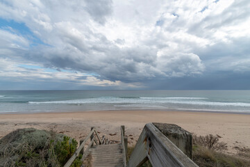 waves breaking over the rocks