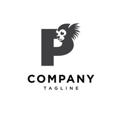 Letter P Marmoset Logo Icon Vector