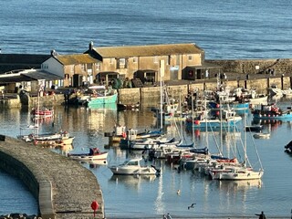 Lyme Regis harbour landscape Dorset England 
