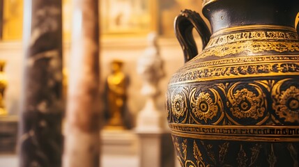 Ancient Roman vase with gold patterns, a timeless artifact celebrating cultural heritage on International Museum Day