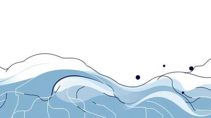 minimal white and blue flowing lines symbolizing cloud computing, clean data transfer, and digital calm