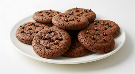 Fototapeta premium Aromatic chocolate and clove cookies delightfully arranged on a white plate