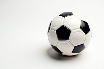 Naklejka premium Perfectly positioned football against stark white backdrop , illustration, sporting, sporting goods