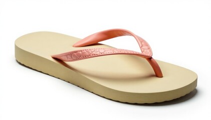 Fototapeta premium A single, isolated flip-flop on pure white background , orange, pink, new