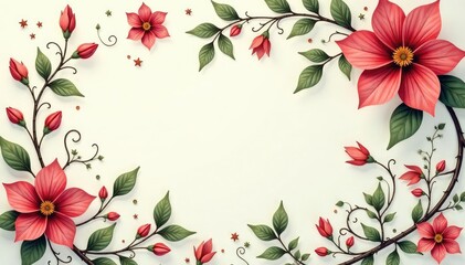Obraz premium Intricate floral motif with delicate leaves and swirls , spring, flowers, vintage
