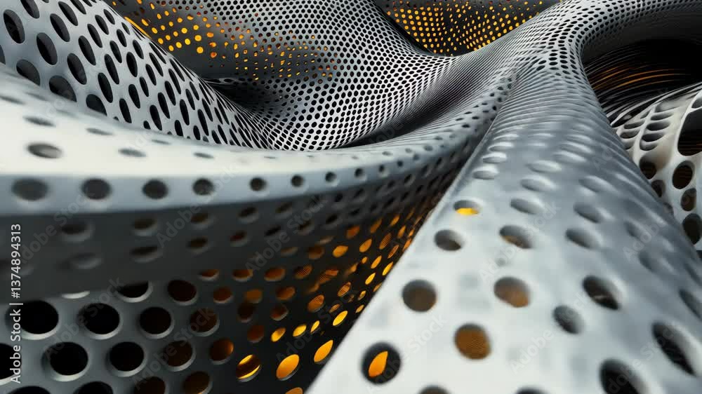 Poster black and white wave patterns with dynamic yellow lights shifting generative ai
