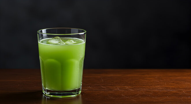 Invigorating chilled kohlrabi juice, a refreshing green elixir with ice cubes