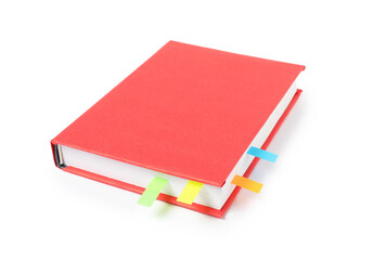 Book with colorful tabs isolated on white