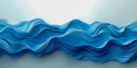 Minimalist illustration of Aquarius symbol featuring flowing blue waves and smooth textures created with paper
