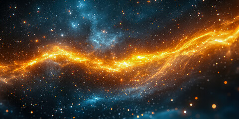 Obraz premium Vibrant cosmic illustration depicting Gemini in a stellar landscape filled with swirling lights and colorful nebulae