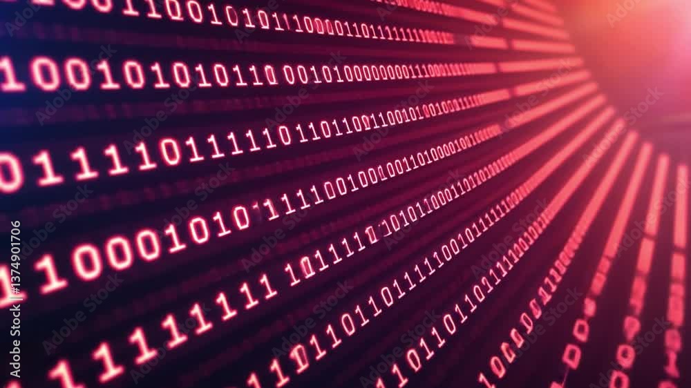 Poster vibrant digital binary code an abstract pattern of modern technology and data, showcasing dynamic nu