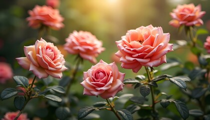 Beautiful roses growing in the garden.