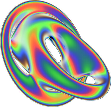 Iridescent abstract shape with neon rainbow colors and fluid flowing design. Ideal for futuristic backgrounds digital art psychedelic visuals and modern 3D graphic compositions