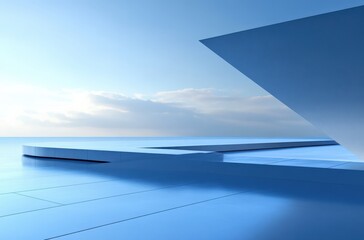 Abstract Blue Architectural Scene