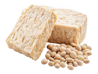 Fresh Tempeh Block with Textured Soybeans, Protein-Rich Fermented Food Transparent Background